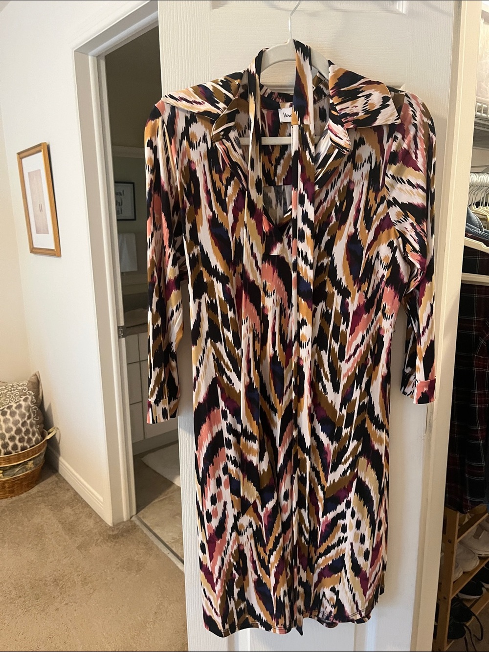Veronica M Multicolor Abstract Print Dress - Black, Cream, Pink, Gold, Blue